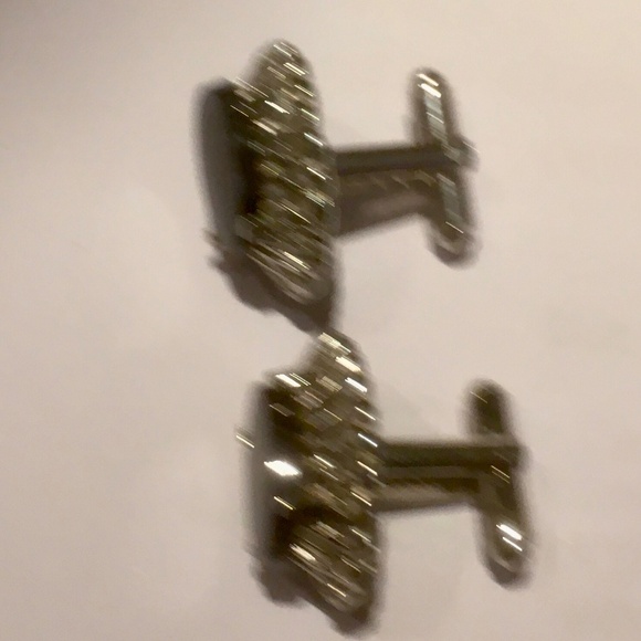 925 Silver Filigree Cufflinks w Jet Stones - Picture 3 of 3